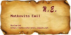 Matkovits Emil névjegykártya