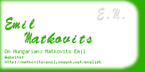 emil matkovits business card